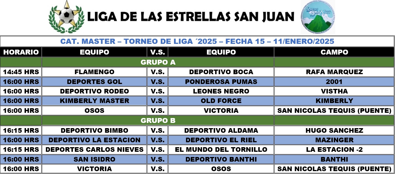 Programación Master - Fecha 15