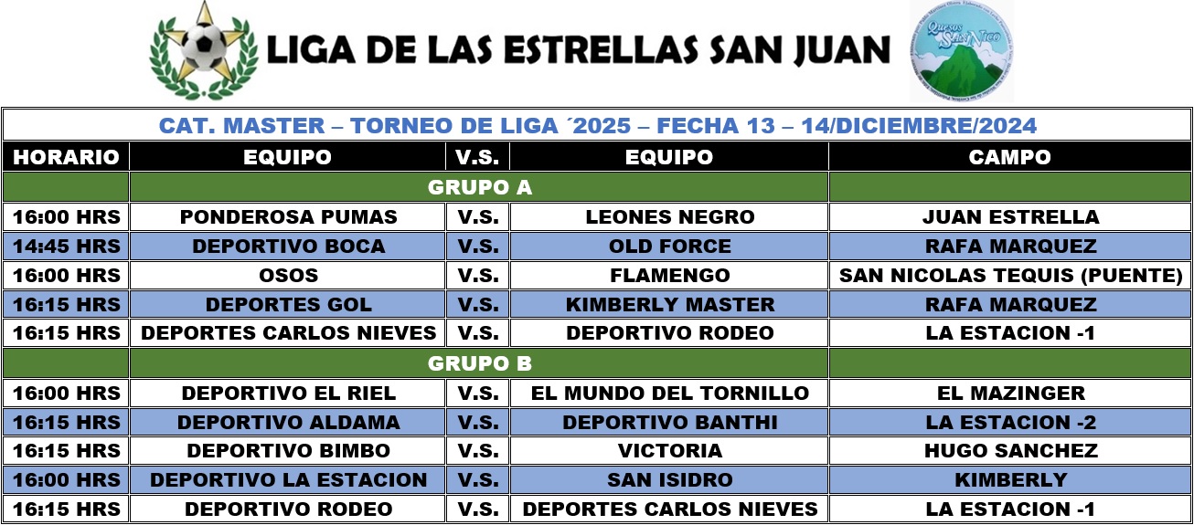 Programación Master - Fecha 13